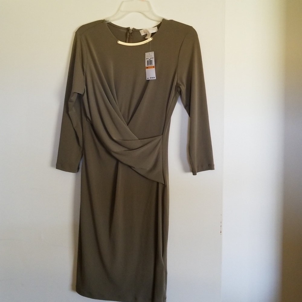 Michael Kors Safari Green slinky stretchy dress